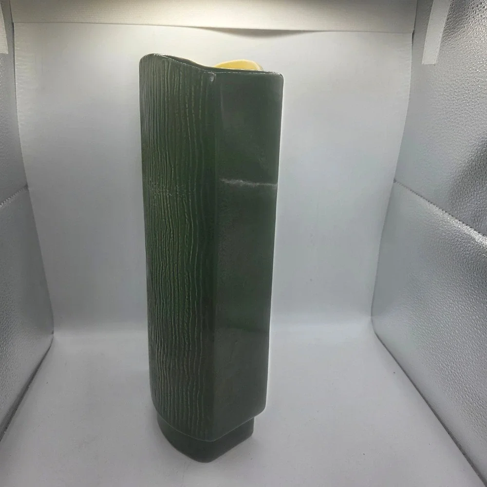 Red Wing Pottery USA Green Textured Vase Mid Century Modern Art Pottery MCM